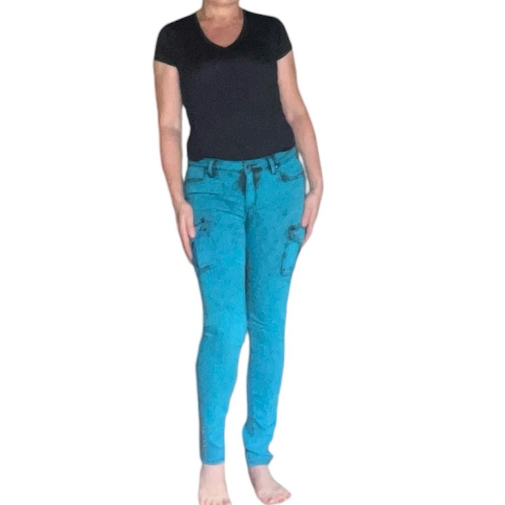 Rachel Roy Turquoise Skinny Studded Jeans. Size 27